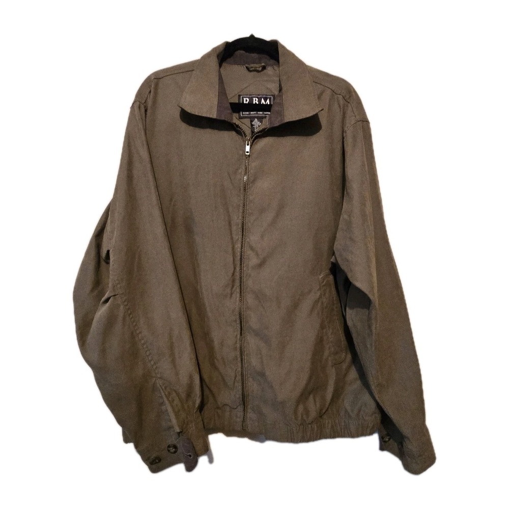 Vintage 90s RBM Harrington Bomber Jacket Men XL Khaki Olive Brown‎ Pockets Lined